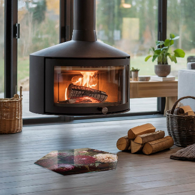 Vetro sotto stufa esagonale con motivo floreale in piena fioritura