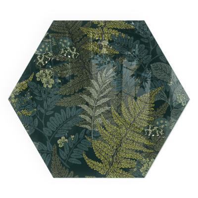 Vetro sotto stufa esagonale con disegni di piante e farfalle