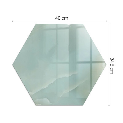 Vetro sotto stufa esagonale con motivo marmorizzato in tonalità delicate