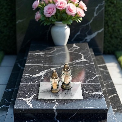 Piastra in vetro per candele tombali con elegante texture effetto marmo