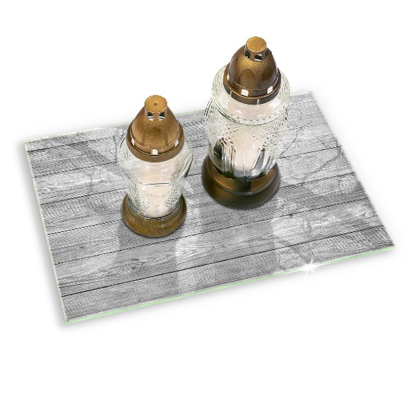 Piastra in vetro per candele tombali con motivo di vecchie assi di legno