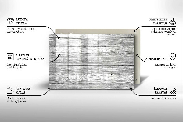 Piastra in vetro per candele tombali con motivo di vecchie assi di legno