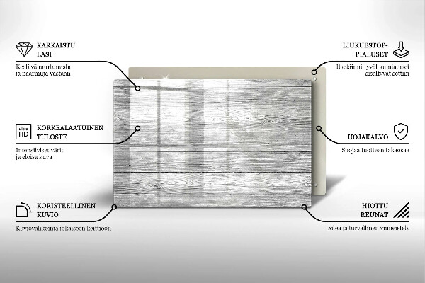 Piastra in vetro per candele tombali con motivo di vecchie assi di legno