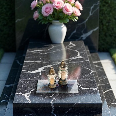 Piastra in vetro per candele tombali con texture effetto marmo