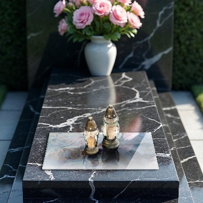 Piastra in vetro per candele tombali con texture effetto marmo