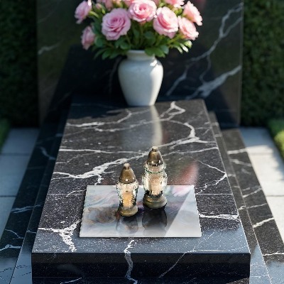 Piastra in vetro per candele tombali con texture effetto marmo