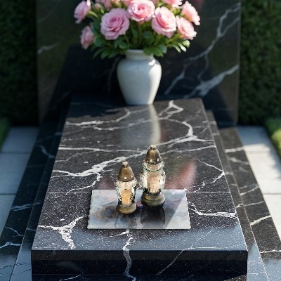 Piastra in vetro per candele tombali con texture effetto marmo