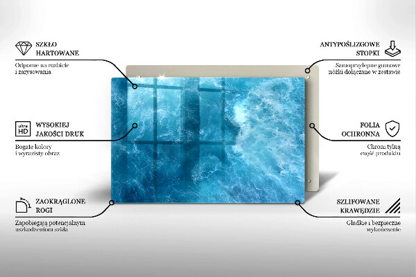 Piastra in vetro per candele tombali con motivo acqua blu