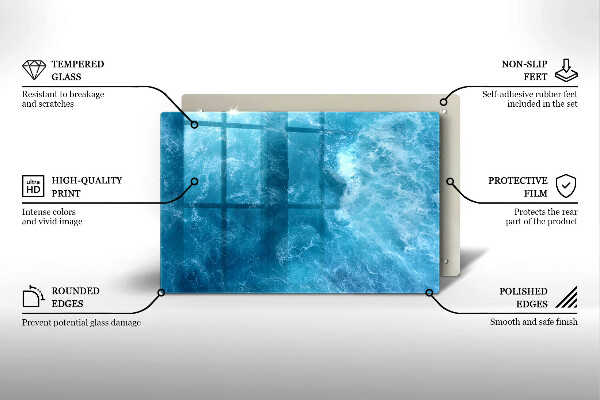 Piastra in vetro per candele tombali con motivo acqua blu