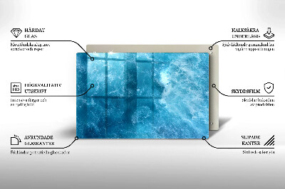 Piastra in vetro per candele tombali con motivo acqua blu