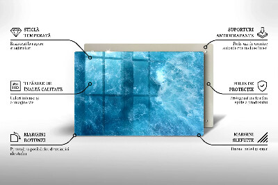 Piastra in vetro per candele tombali con motivo acqua blu