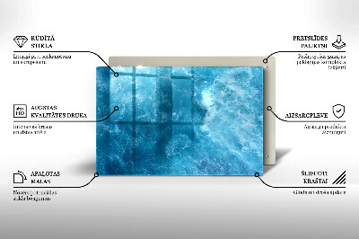 Piastra in vetro per candele tombali con motivo acqua blu