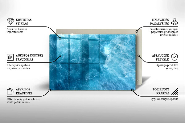 Piastra in vetro per candele tombali con motivo acqua blu