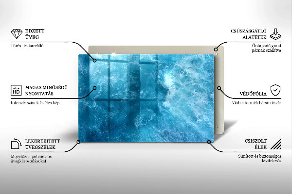 Piastra in vetro per candele tombali con motivo acqua blu