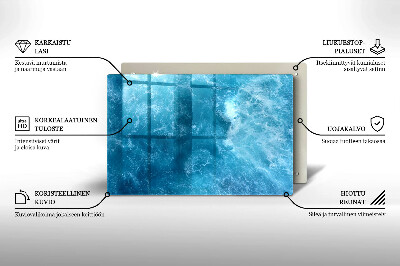 Piastra in vetro per candele tombali con motivo acqua blu