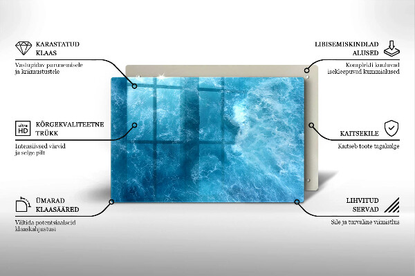 Piastra in vetro per candele tombali con motivo acqua blu