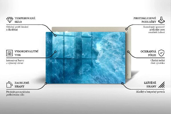 Piastra in vetro per candele tombali con motivo acqua blu