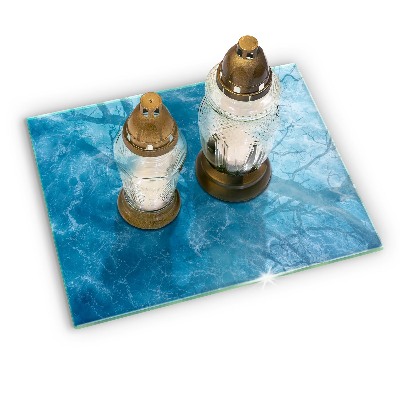 Piastra in vetro per candele tombali con motivo acqua blu