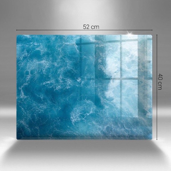 Piastra in vetro per candele tombali con motivo acqua blu