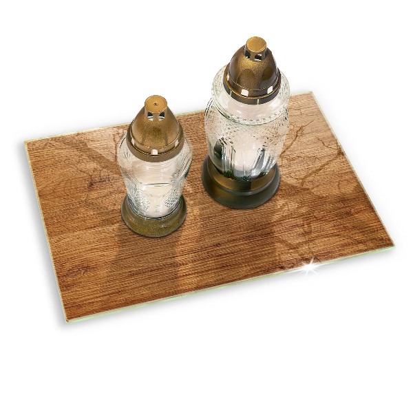 Piatto per candele con finitura a texture effetto pannello in legno