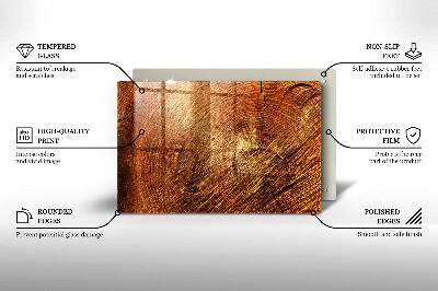 Piastra in vetro per candele tombali con motivo ad anelli degli alberi in finitura legno