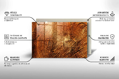 Piastra in vetro per candele tombali con motivo ad anelli degli alberi in finitura legno