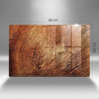 Piastra in vetro per candele tombali con motivo ad anelli degli alberi in finitura legno