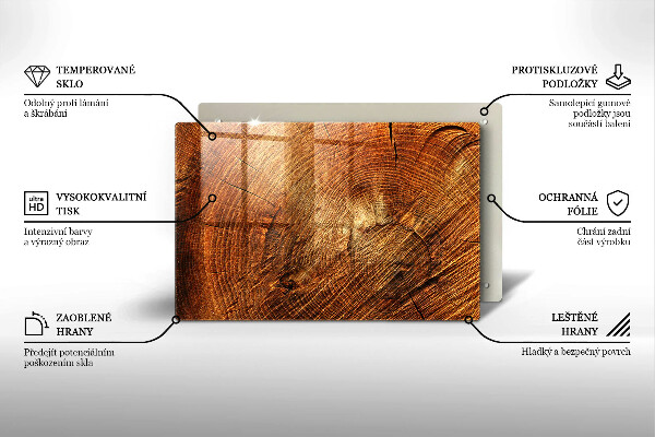 Piastra in vetro per candele tombali con motivo ad anelli degli alberi in finitura legno