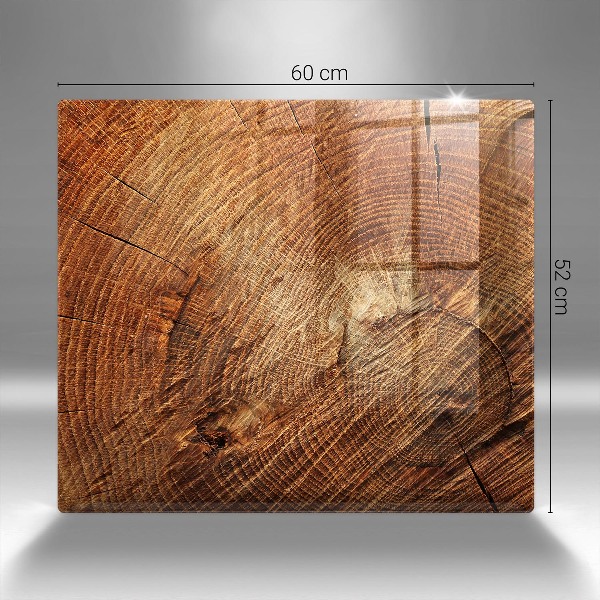 Piastra in vetro per candele tombali con motivo ad anelli degli alberi in finitura legno