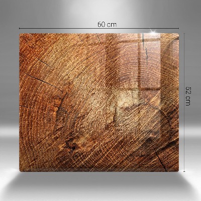 Piastra in vetro per candele tombali con motivo ad anelli degli alberi in finitura legno