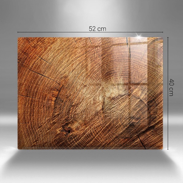 Piastra in vetro per candele tombali con motivo ad anelli degli alberi in finitura legno