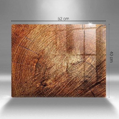 Piastra in vetro per candele tombali con motivo ad anelli degli alberi in finitura legno