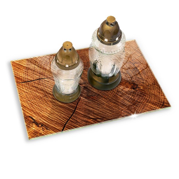Piastra in vetro per candele tombali con struttura in legno