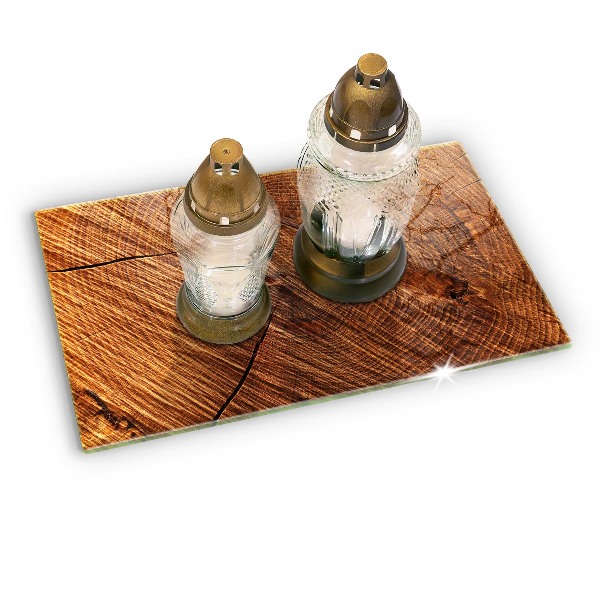 Piastra in vetro per candele tombali con struttura in legno