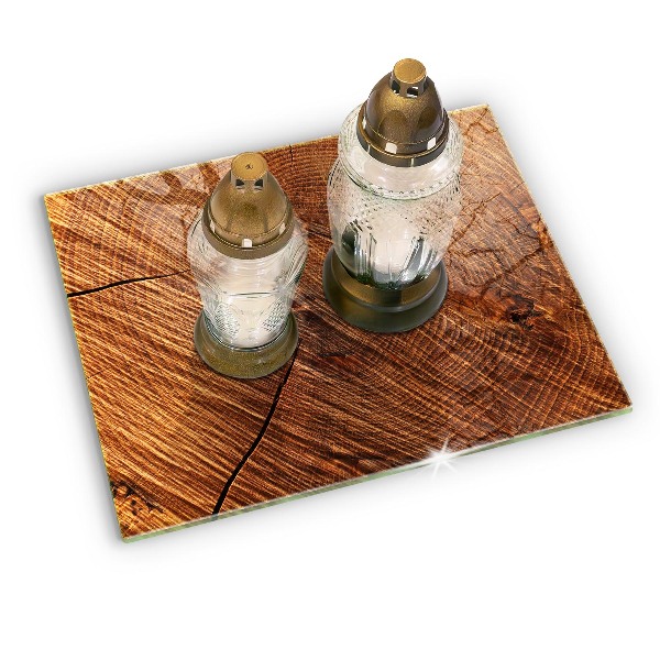 Piastra in vetro per candele tombali con struttura in legno