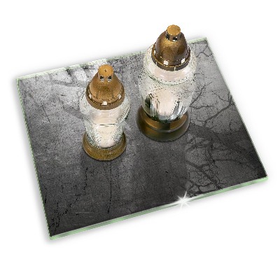 Piastra in vetro per candele tombali con trattamento protettivo per il metallo