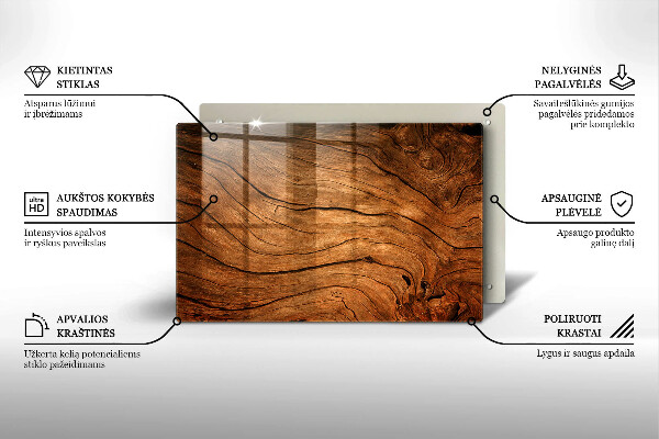 Piatto per candele con texture a effetto assi di legno