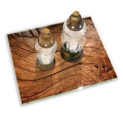 Piatto per candele con texture a effetto assi di legno