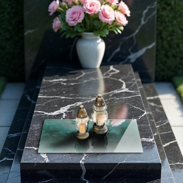 Piastra in vetro per candele tombali con decorazione a texture di sfondo in stile pietra