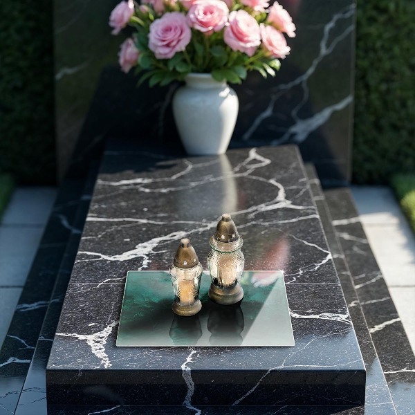 Piastra in vetro per candele tombali con decorazione a texture di sfondo in stile pietra