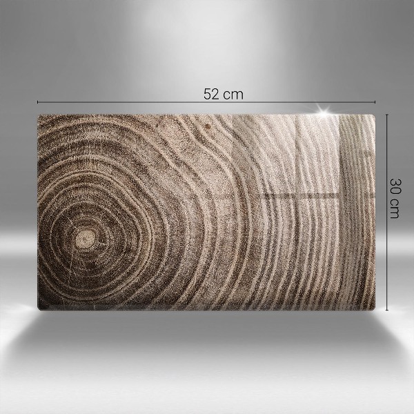 Piatto per candele con motivo ad anelli degli alberi in legno