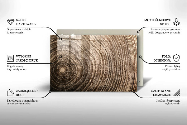 Piatto per candele con motivo ad anelli degli alberi in legno