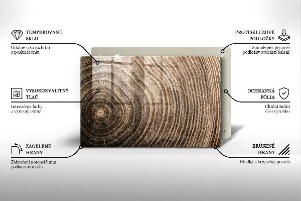 Piatto per candele con motivo ad anelli degli alberi in legno