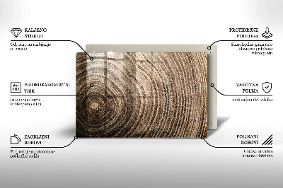 Piatto per candele con motivo ad anelli degli alberi in legno