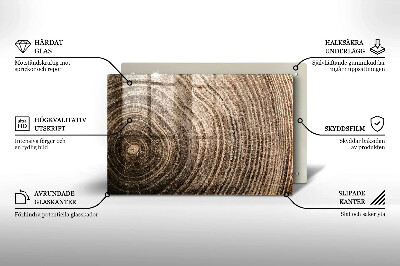 Piatto per candele con motivo ad anelli degli alberi in legno