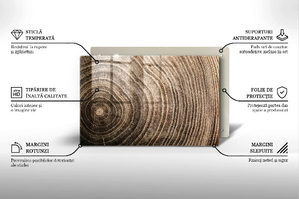 Piatto per candele con motivo ad anelli degli alberi in legno