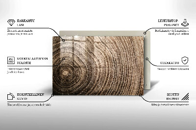Piatto per candele con motivo ad anelli degli alberi in legno