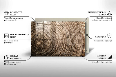 Piatto per candele con motivo ad anelli degli alberi in legno