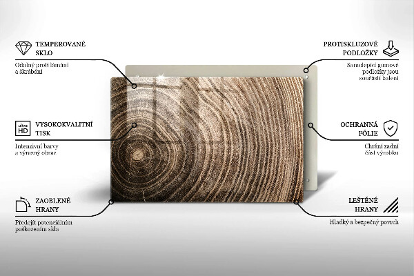 Piatto per candele con motivo ad anelli degli alberi in legno