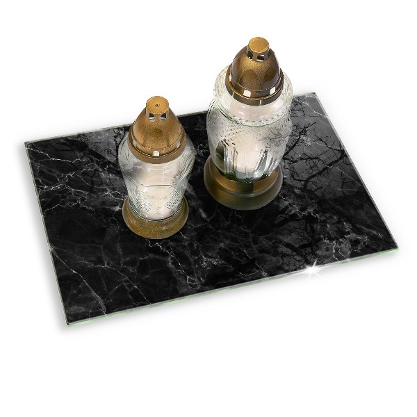 Piastra in vetro per candele tombali con motivo in marmo elegante